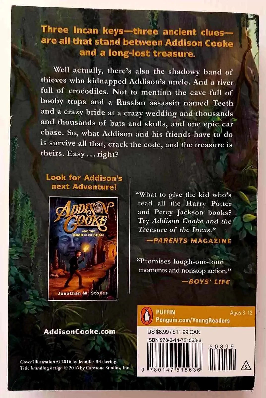 ADDISON COOKE AND THE TREASURE OF THE INCAS - Jonathan W. Stokes