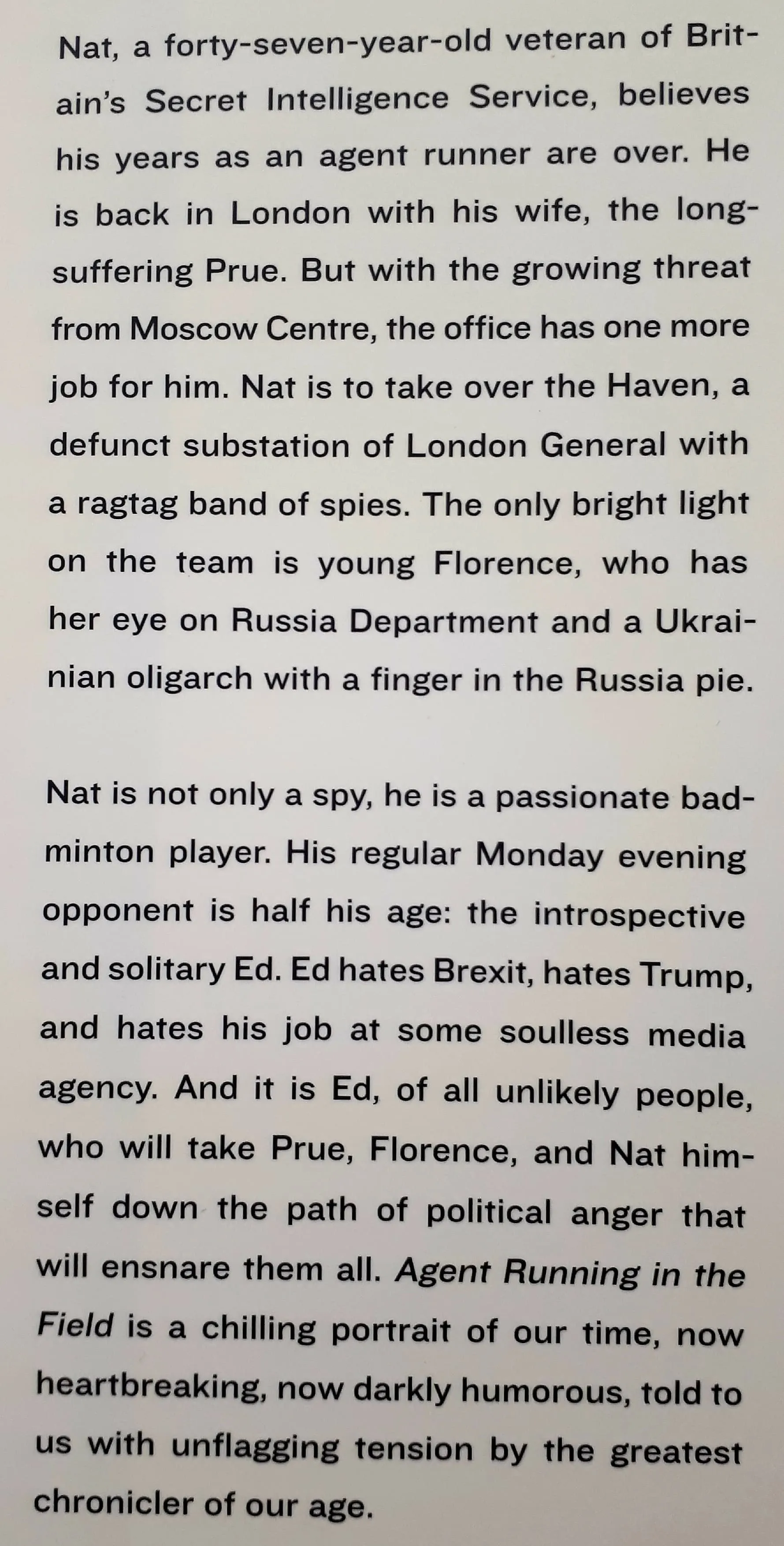 AGENT RUNNING IN THE FIELD - John le Carre