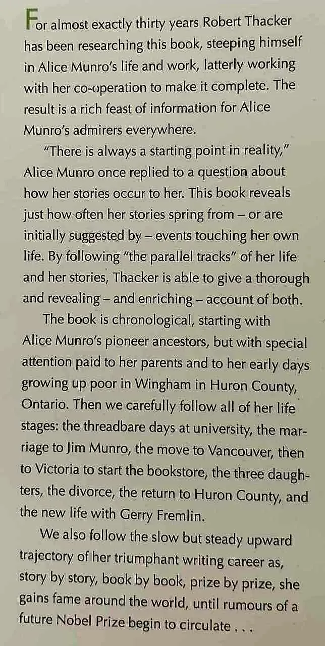 ALICE MUNRO WRITING HER LIVES - Robert Thacker
