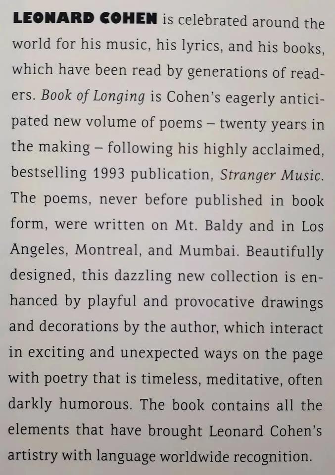 BOOK OF LONGING - Leonard Cohen