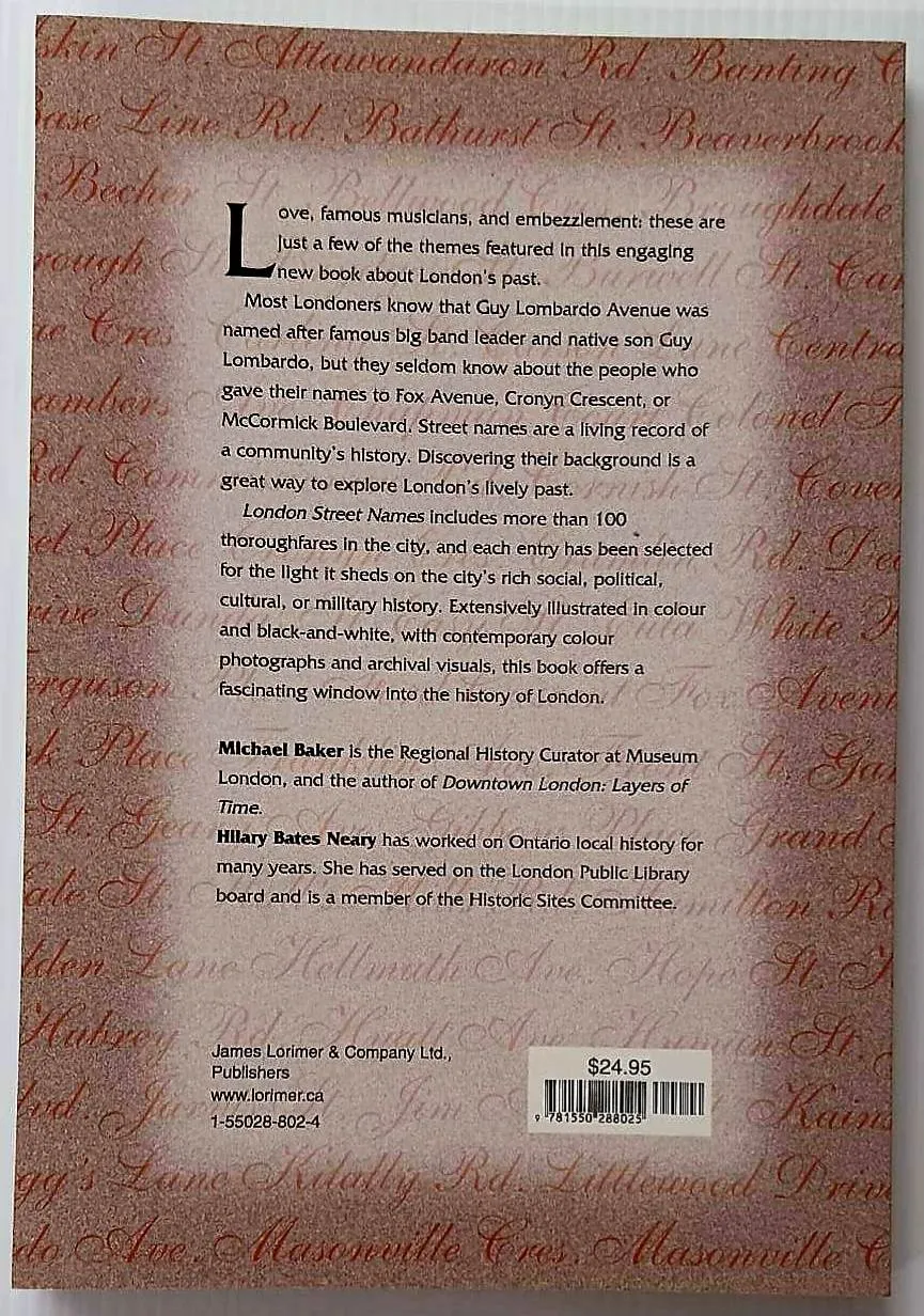 LONDON STREET NAMES - Michael Baker, Hilary Bates Neary