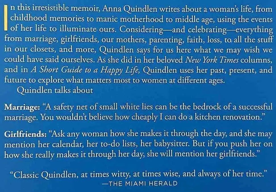 LOTS OF CANDLES, PLENTY OF CAKE - Anna Quindlen