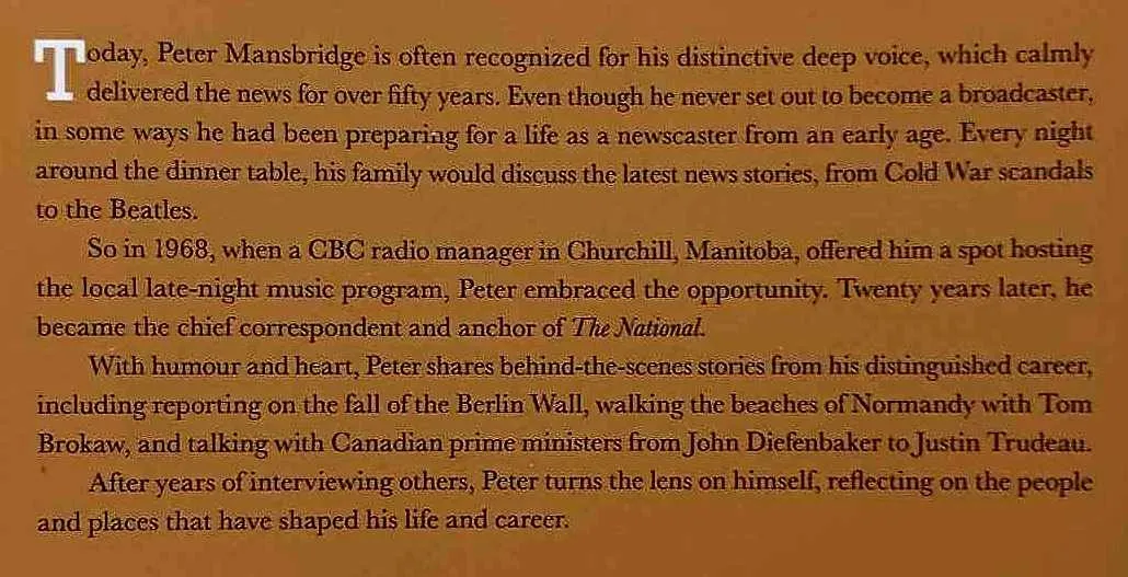 OFF THE RECORD - Peter Mansbridge