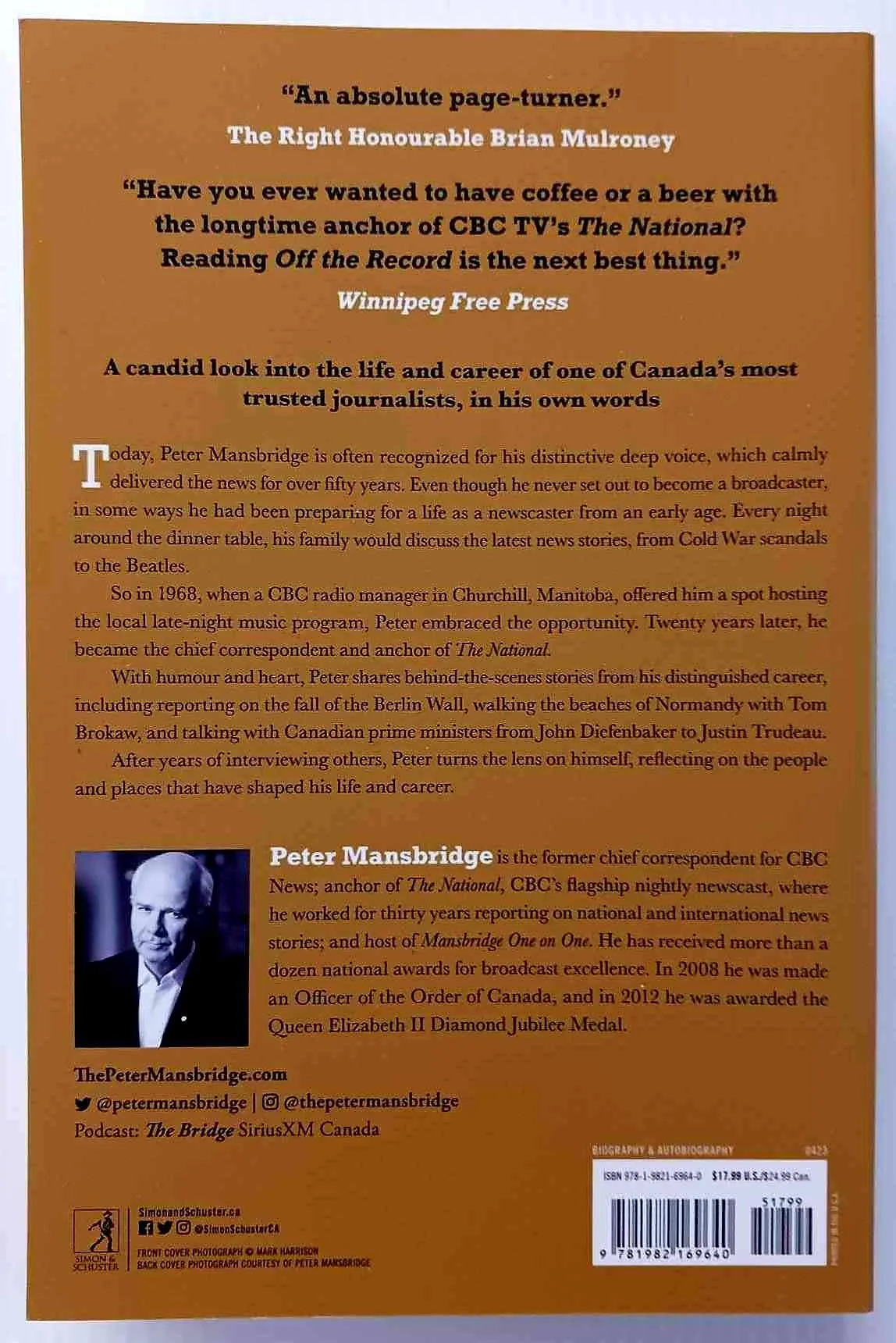 OFF THE RECORD - Peter Mansbridge