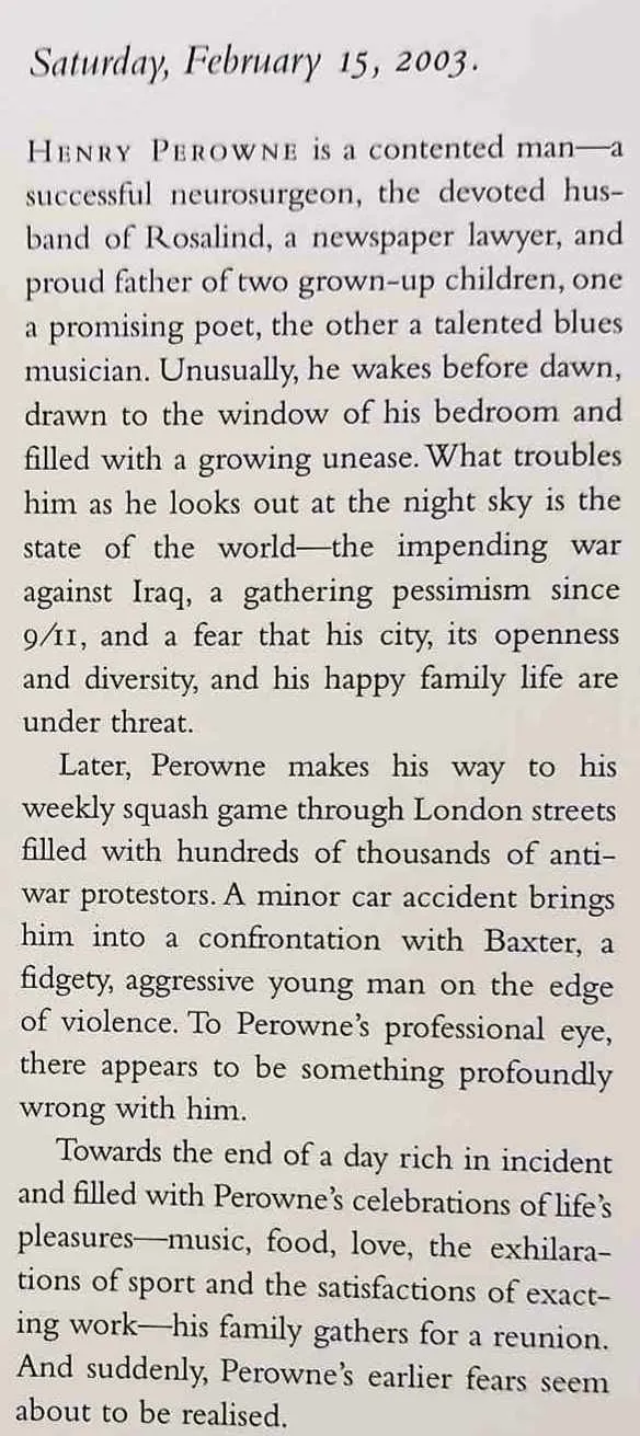 SATURDAY - Ian McEwan